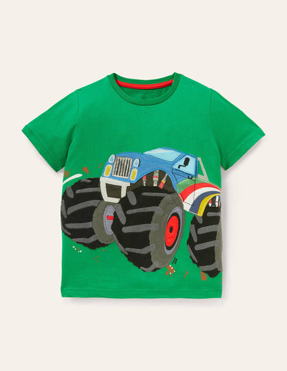 T-Shirt mit Aufklappmotiv-Paprikagrün, Monster-Truck