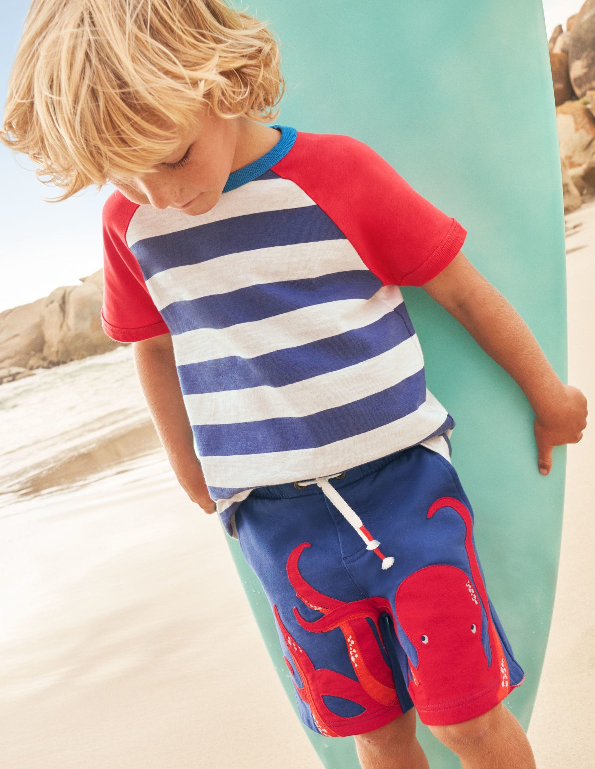 Sweatshorts mit Applikation-Segelblau, Oktopus-4