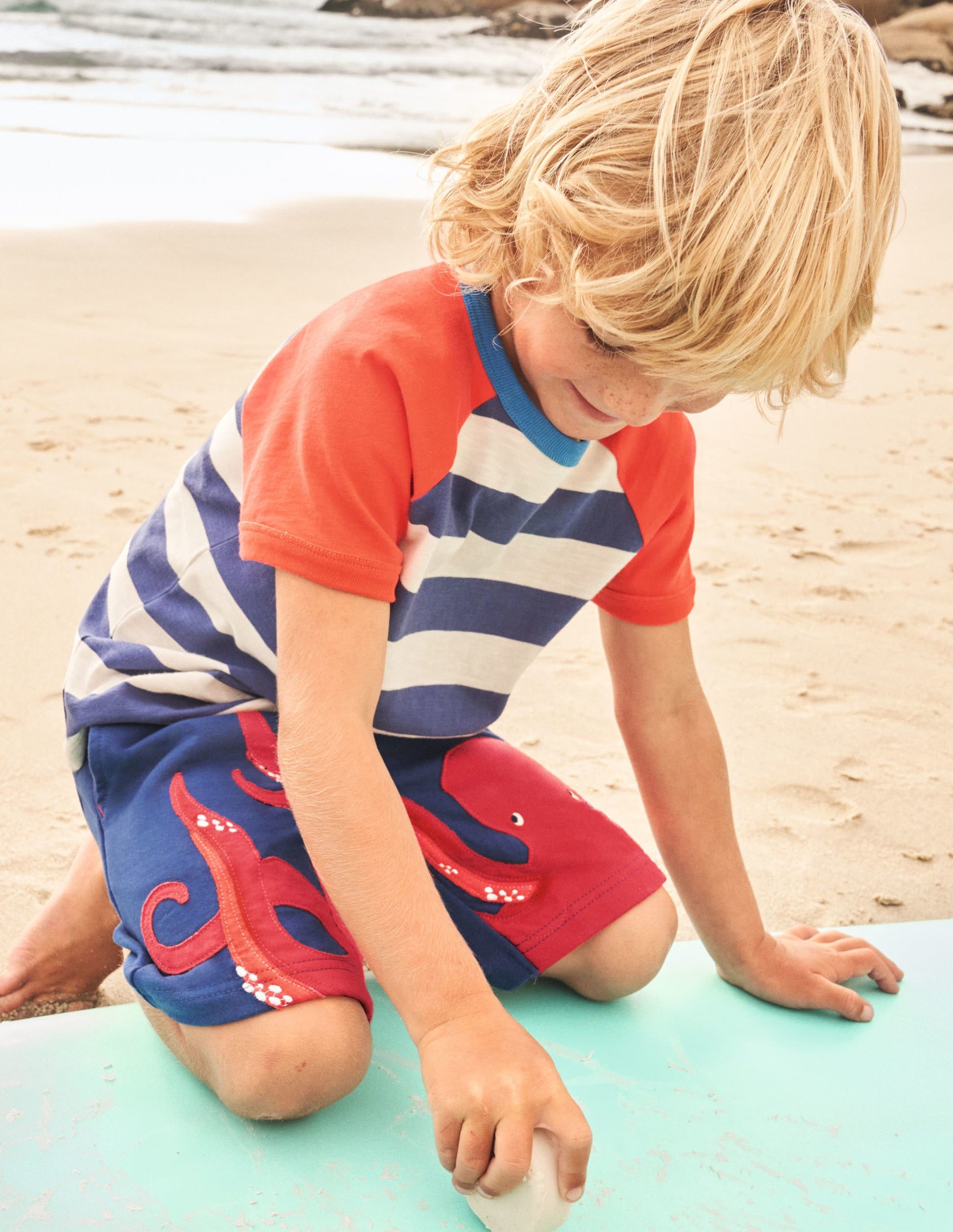 Sweatshorts mit Applikation-Segelblau, Oktopus-6