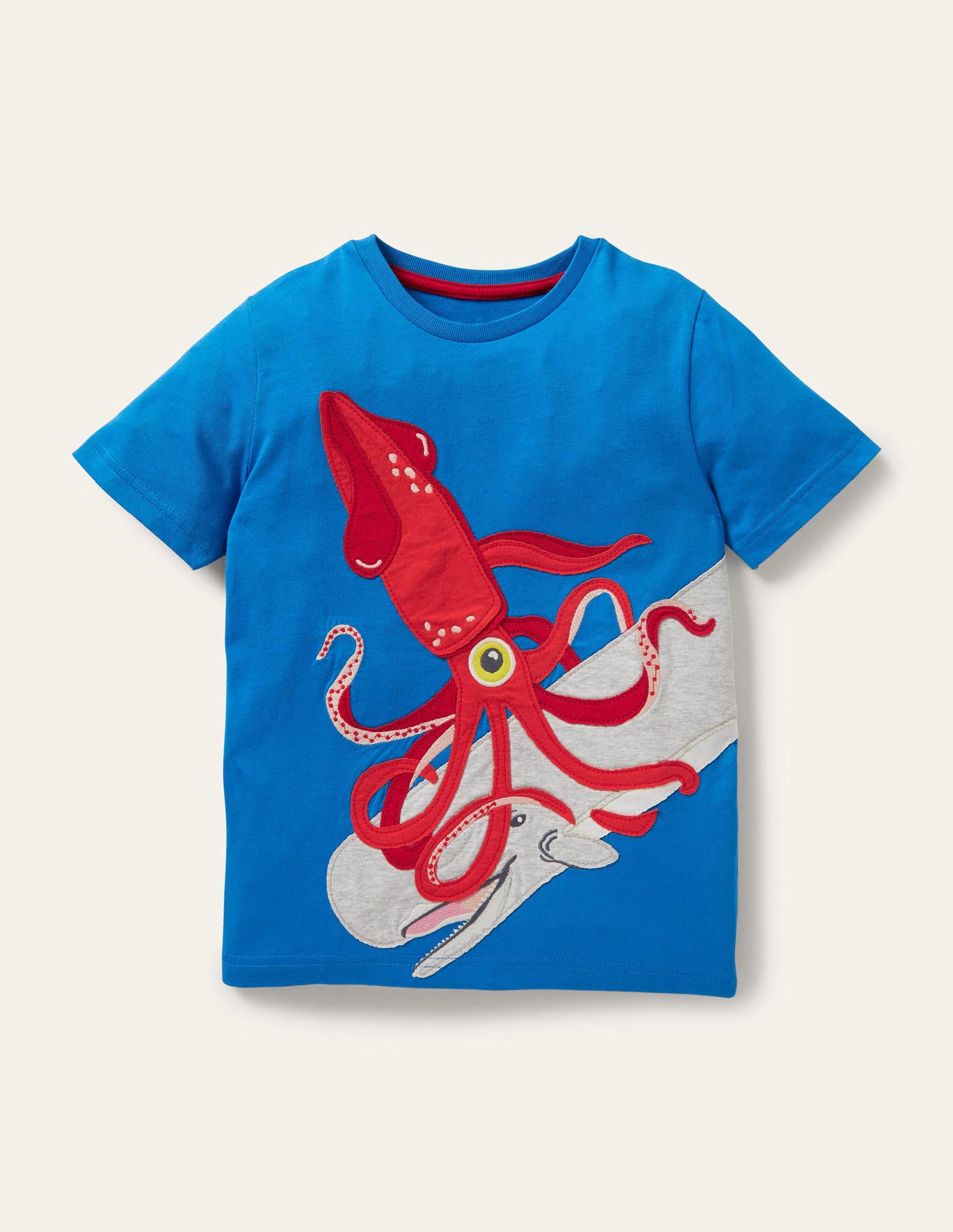 Underwater Appliqué T-shirt-Moroccan Blue Squid-1