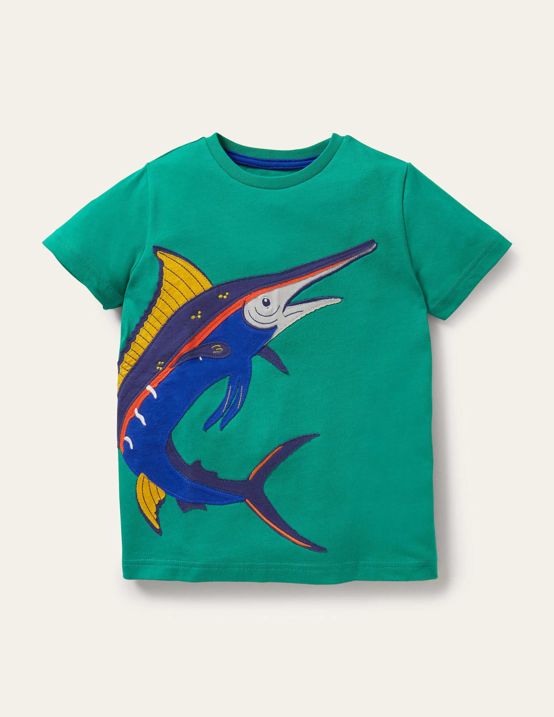 T-Shirt mit Unterwasserapplikation-Tropisches Grün, Schwertfisch-1