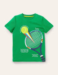 T-shirt à imprimé sportif graphique-Tennis vert des Highlands