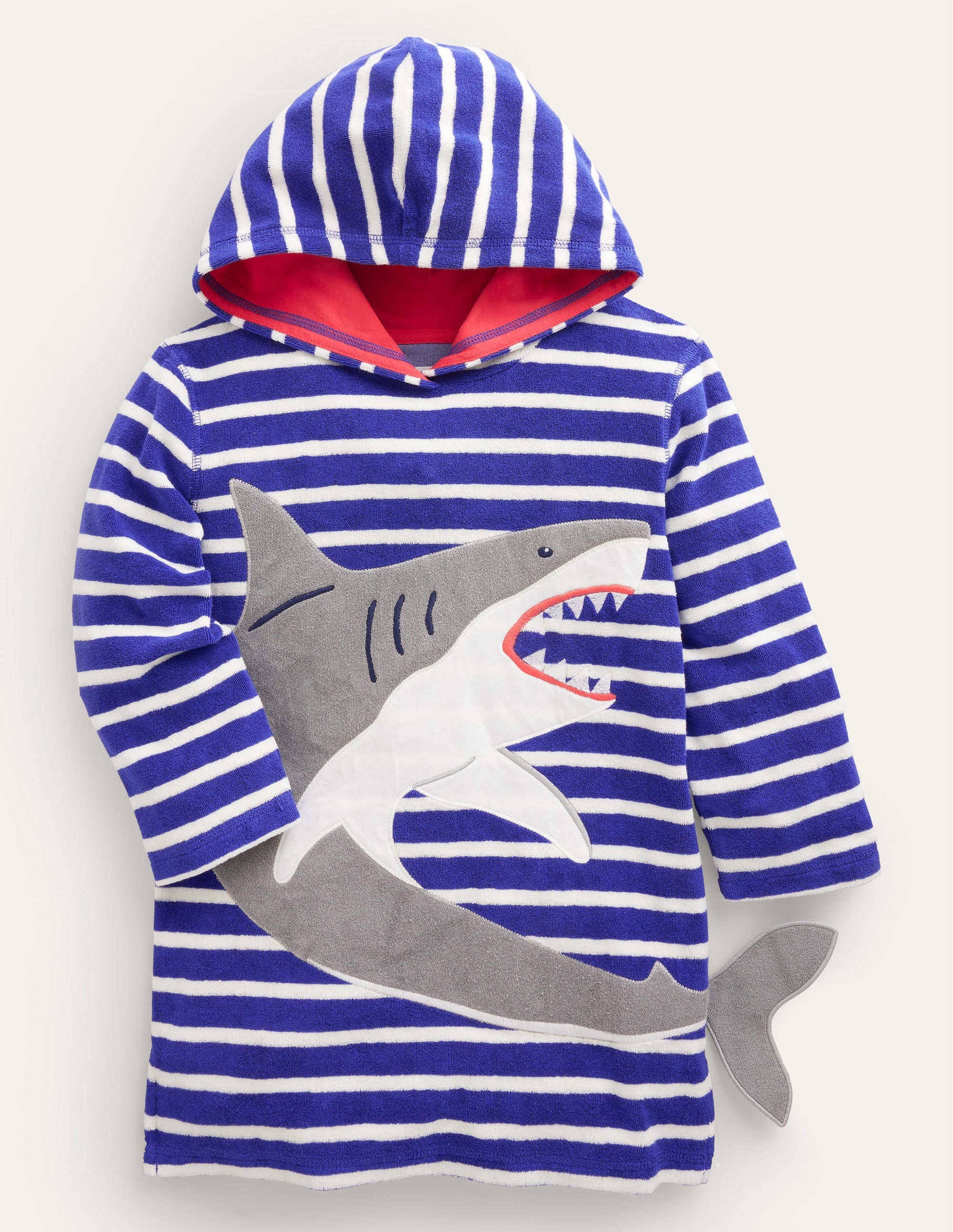 Poncho en éponge à appliqué-Requin bleu azurant - Image 1
