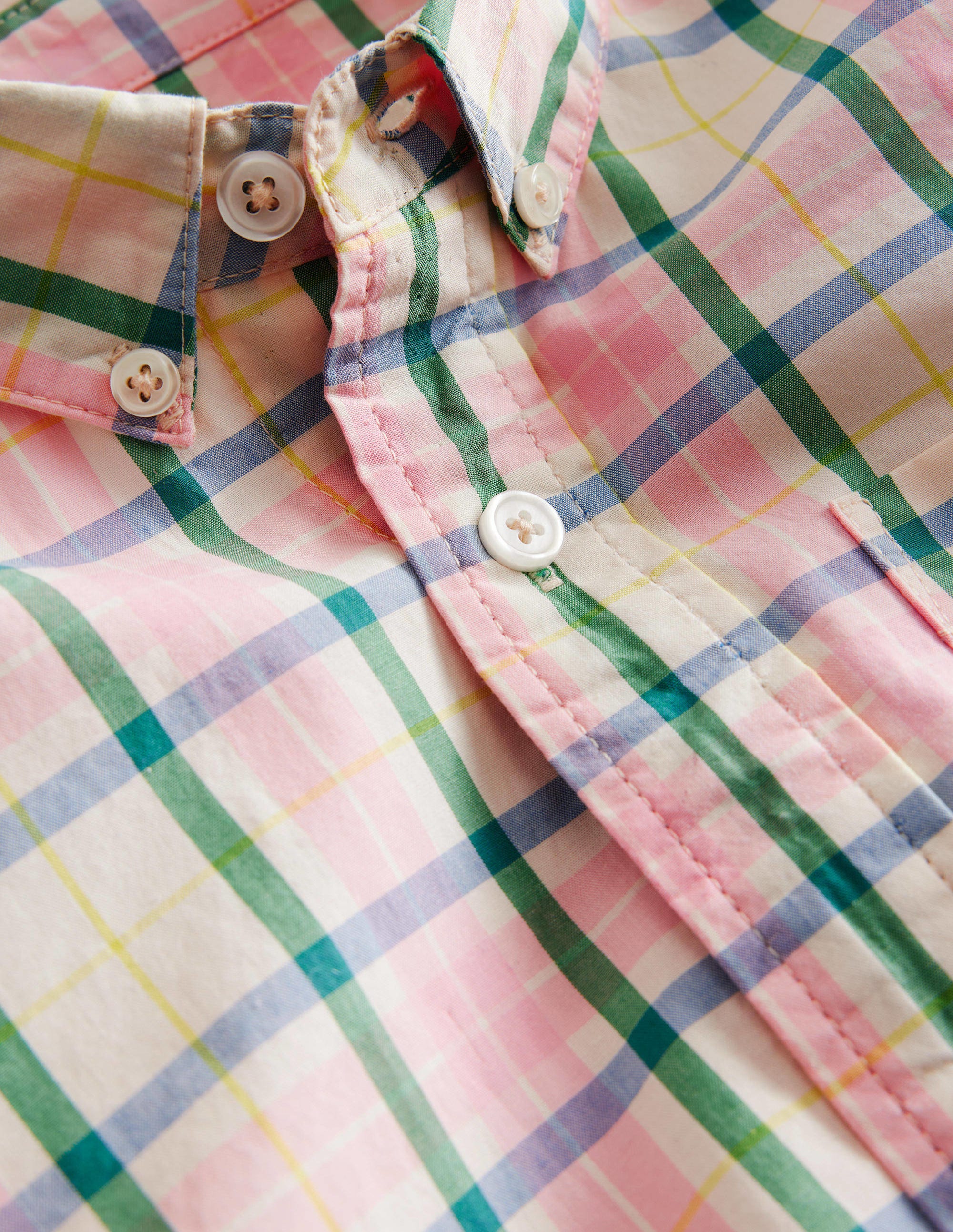 Chemise à carreaux et manches courtes-Carreaux rose/vert - Image 3