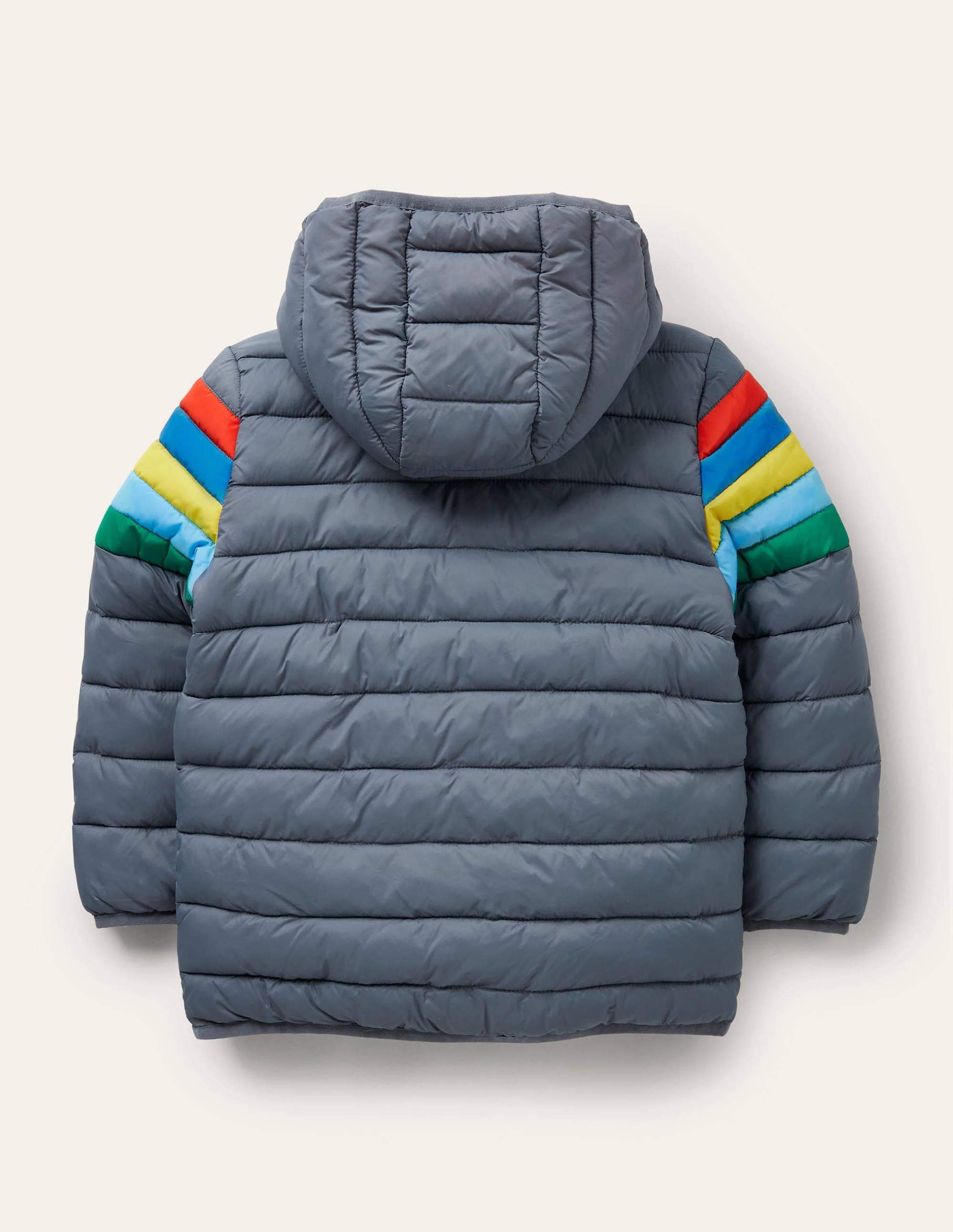 Cosy Pack-away Padded Jacket-Cobble Grey Rainbow - Image 2