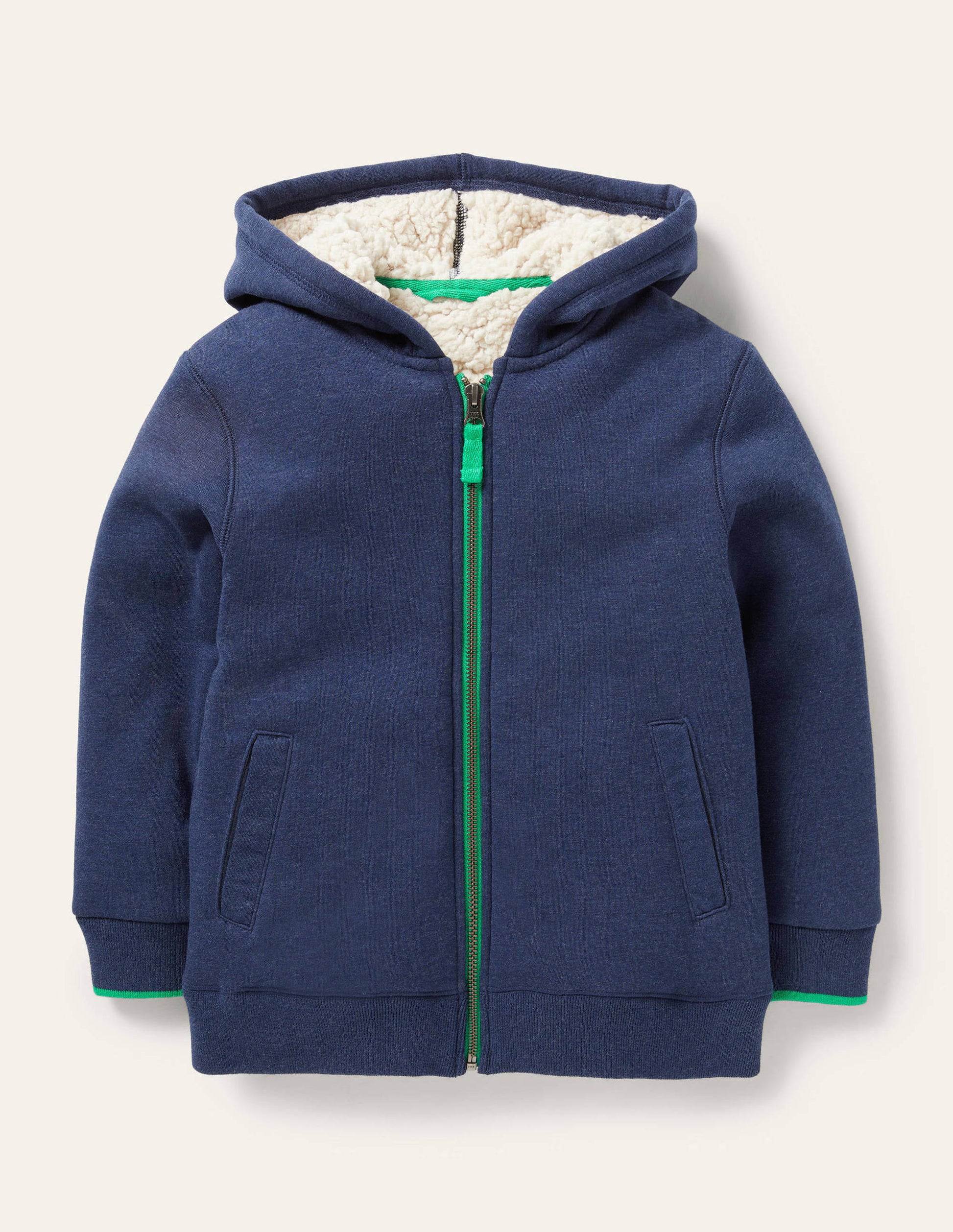 Kapuzenjacke mit kuscheligem Futter-Blau Meliert-1