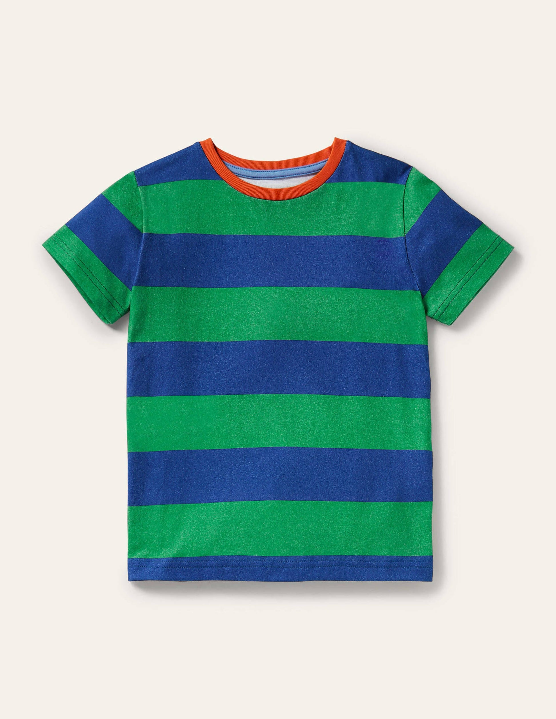 T-shirt délavé en tissu flammé-Poivron vert/bleu vague-1