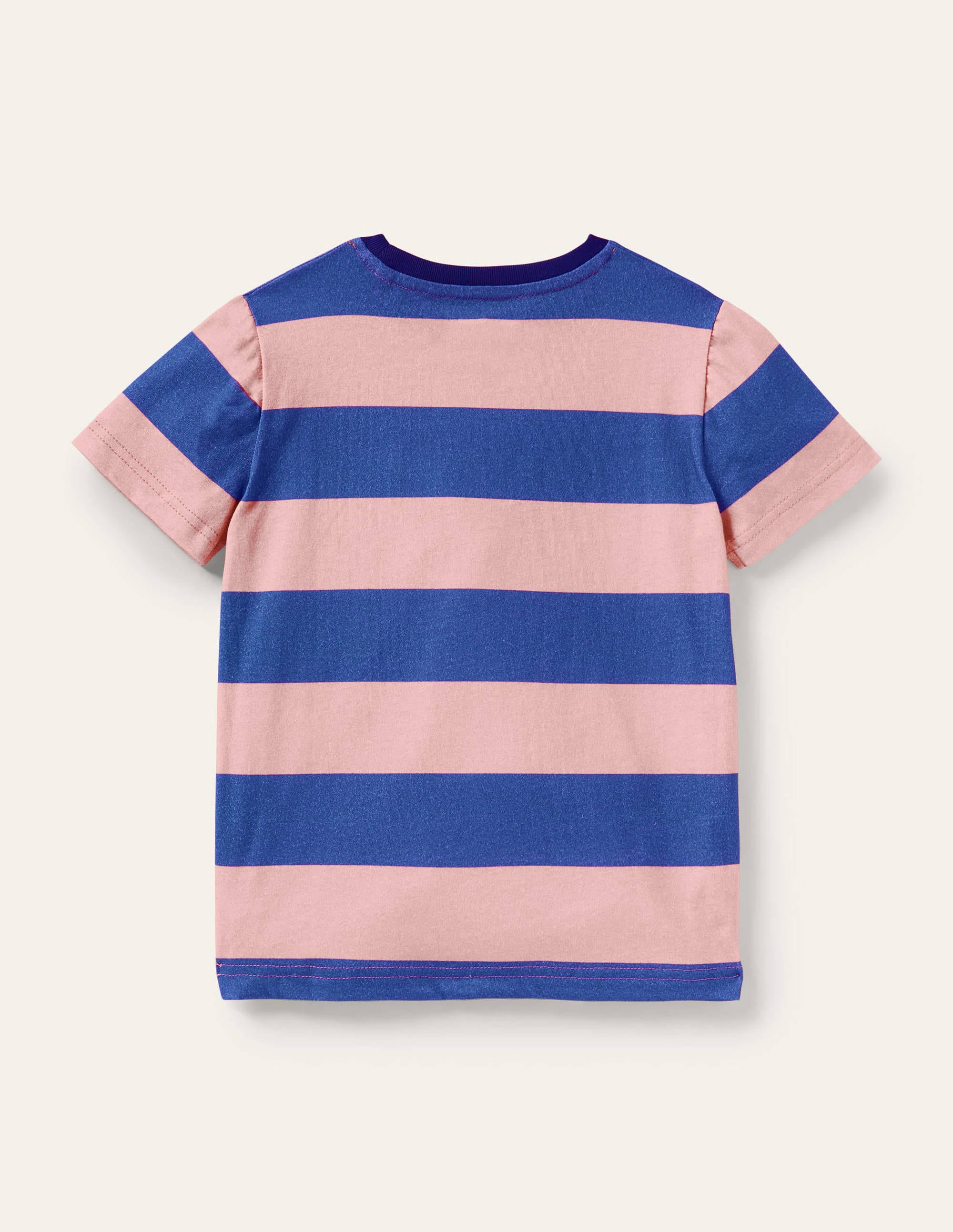 Vorgewaschenes T-Shirt aus Flammgarn-Delfinrosa/Strahlendes Marineblau - Image 2