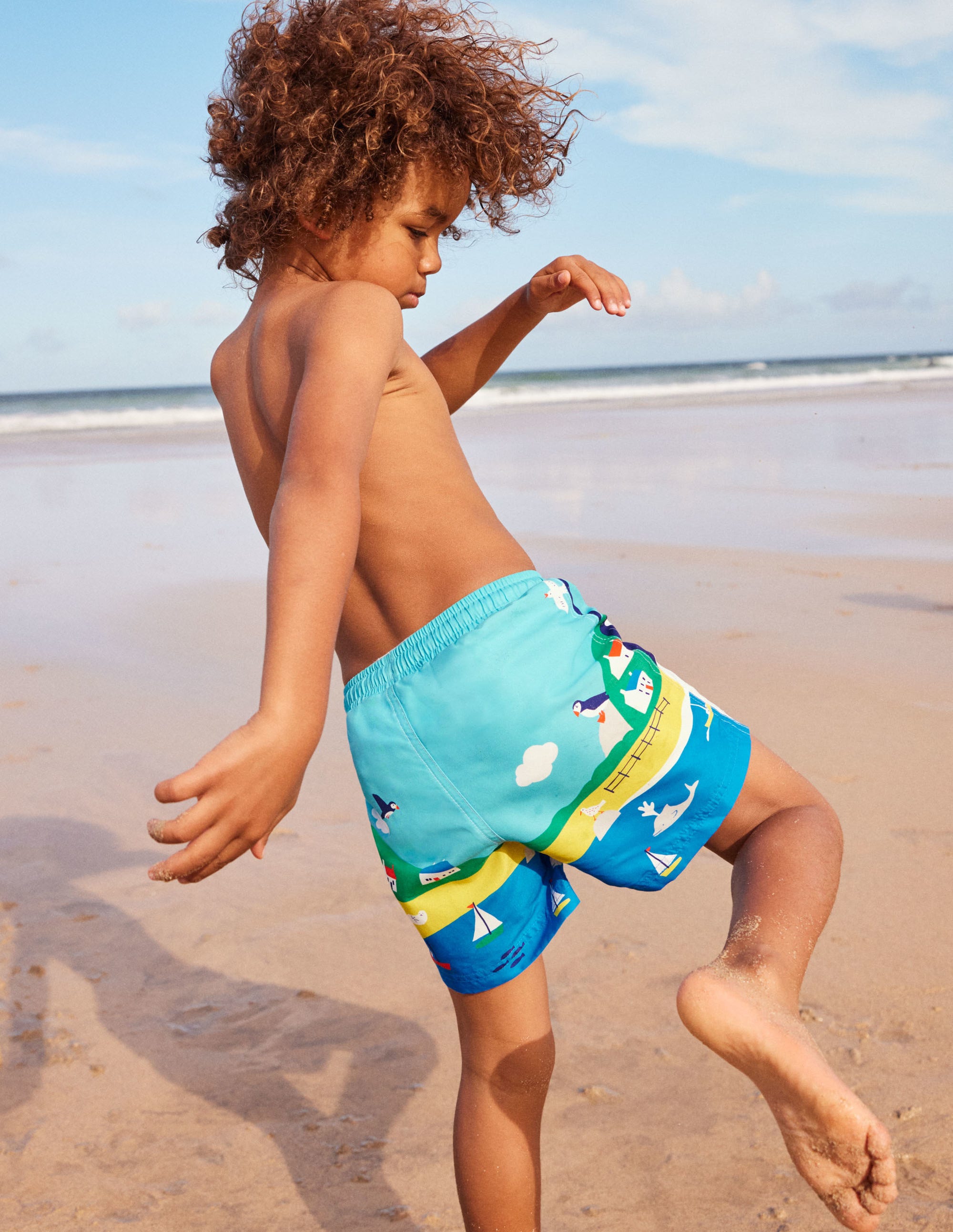 Gemusterte Badeshorts-Wasserblau, Papageitaucher - Image 6