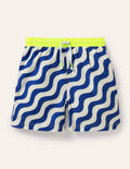 Short de bain imprimé-Vague bleu roi