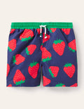 Short de bain imprimé-Fraise bleu marine universitaire