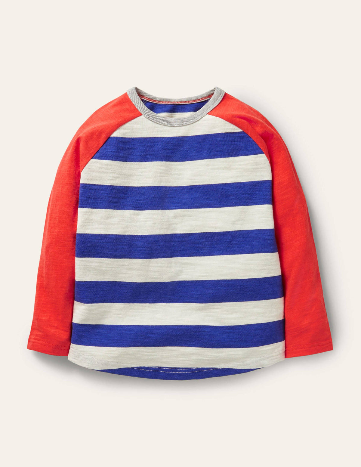 Raglan-Oberteil-Segelblau/Erdbeerrot-1