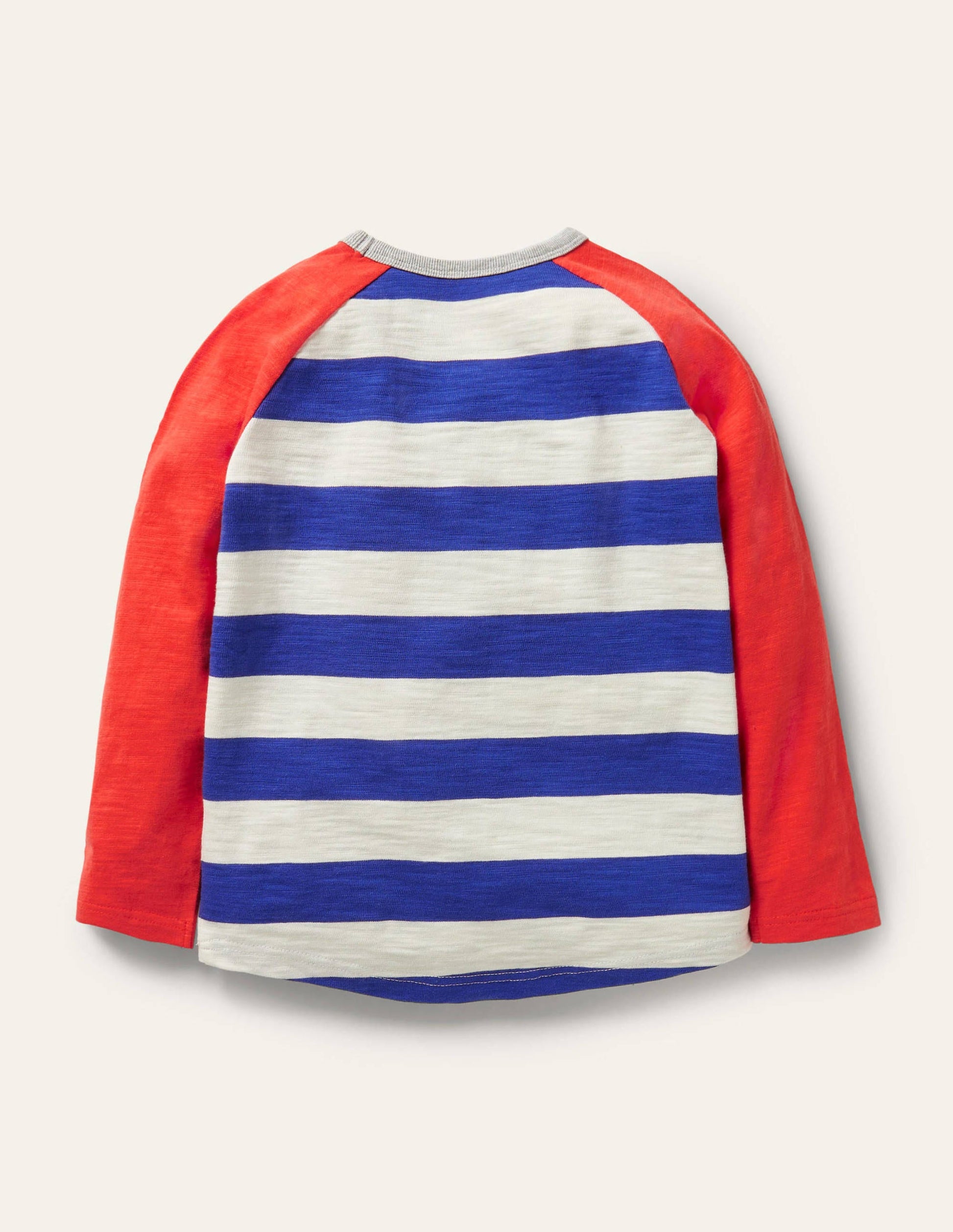 Raglan-Oberteil-Segelblau/Erdbeerrot-2