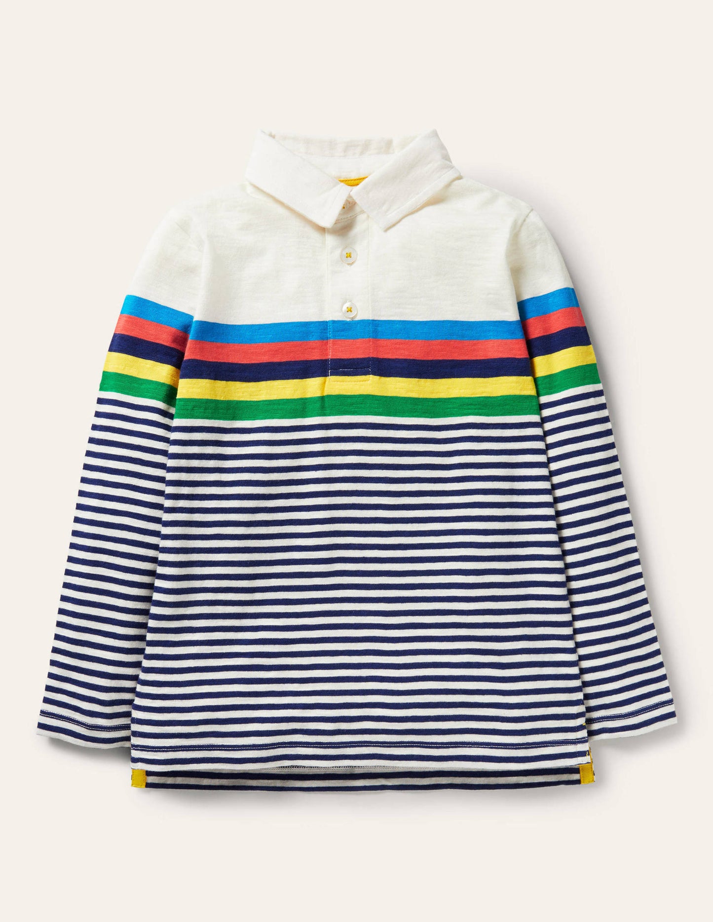 Superweiches Jersey-Poloshirt-Segelblau/Naturweiß, Bunt