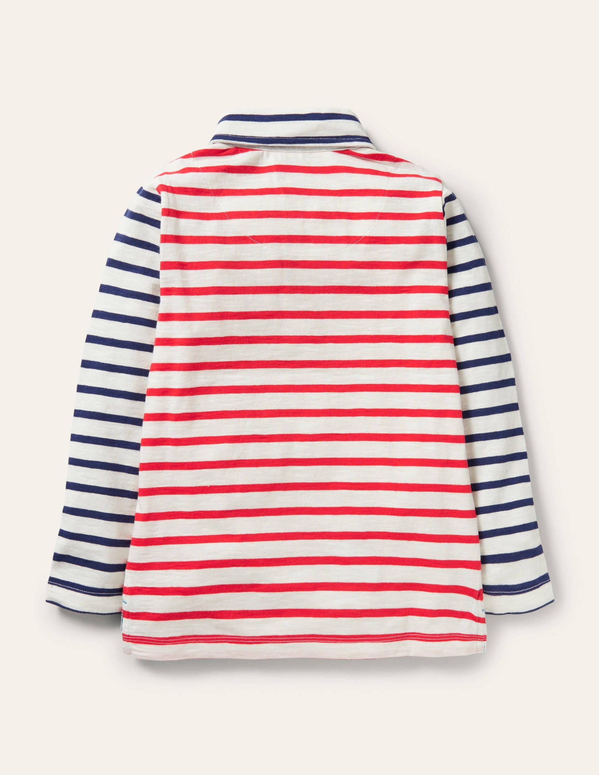 Superweiches Jersey-Poloshirt-Segelblau/Erdbeerrot-2