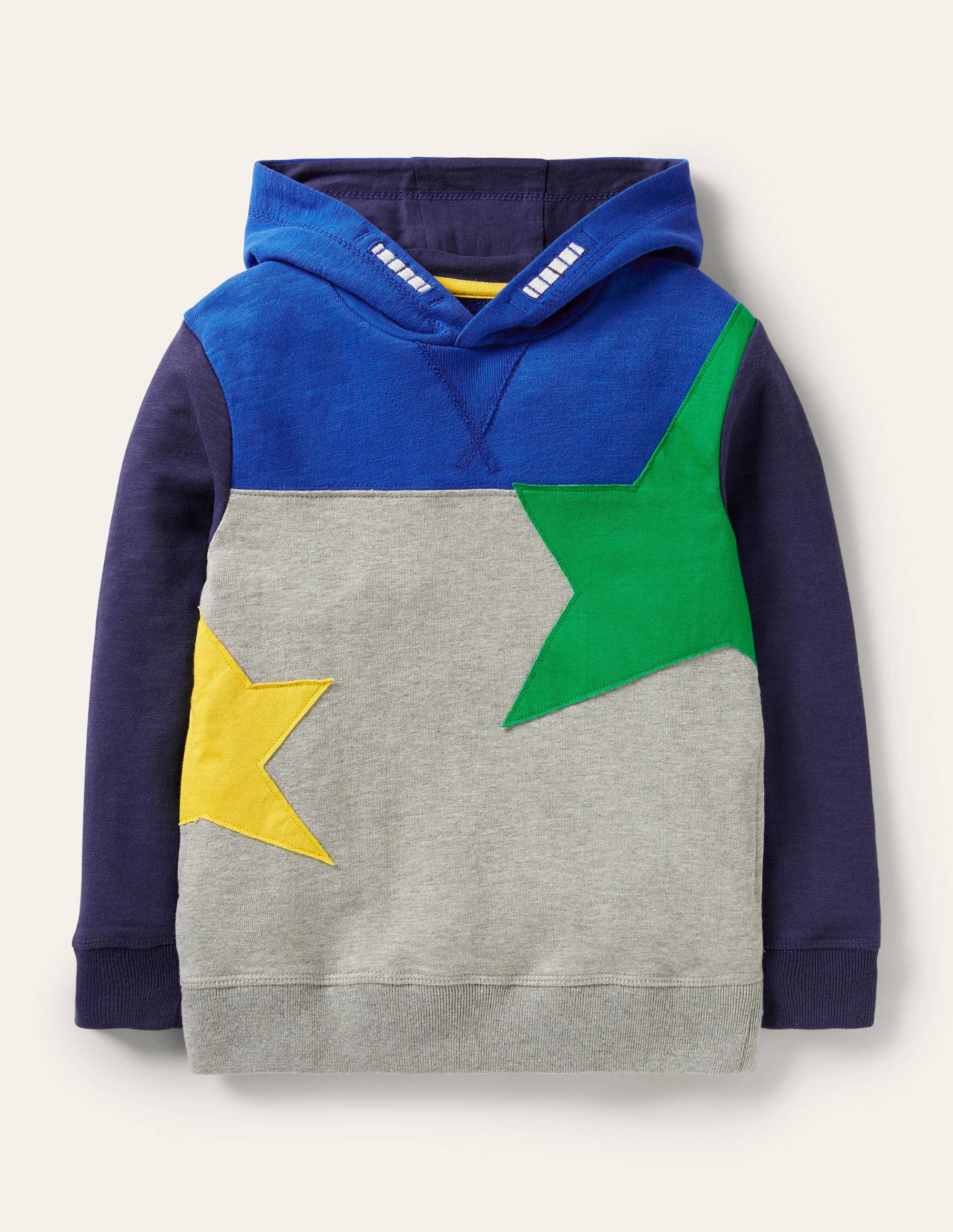Hoodie mit Blockfarben-Grau Meliert, Stern - Image 1