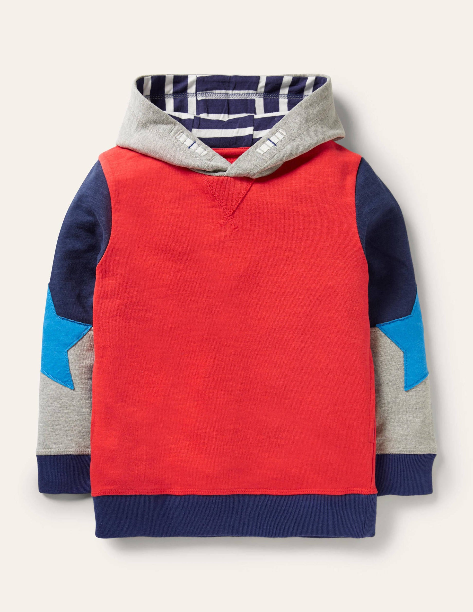 Hoodie mit Blockfarben-Erdbeerkuchenrot, Stern-1
