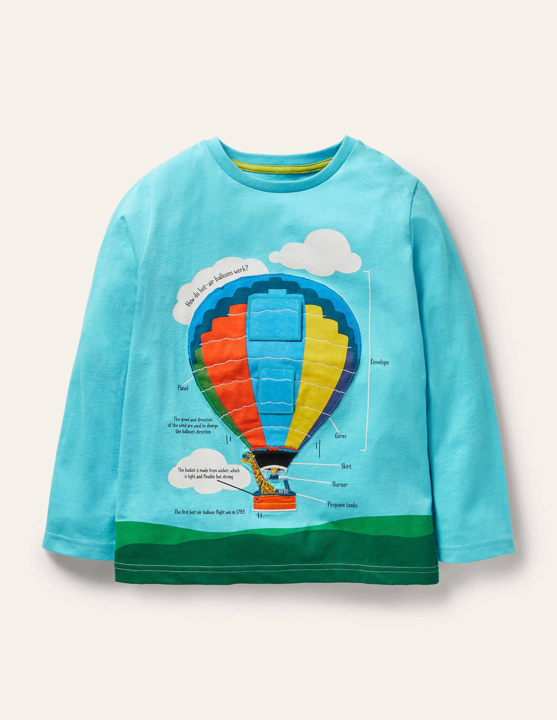 Oberteil mit Aufklappmotiv-Wasserblau, Heißluftballon-1