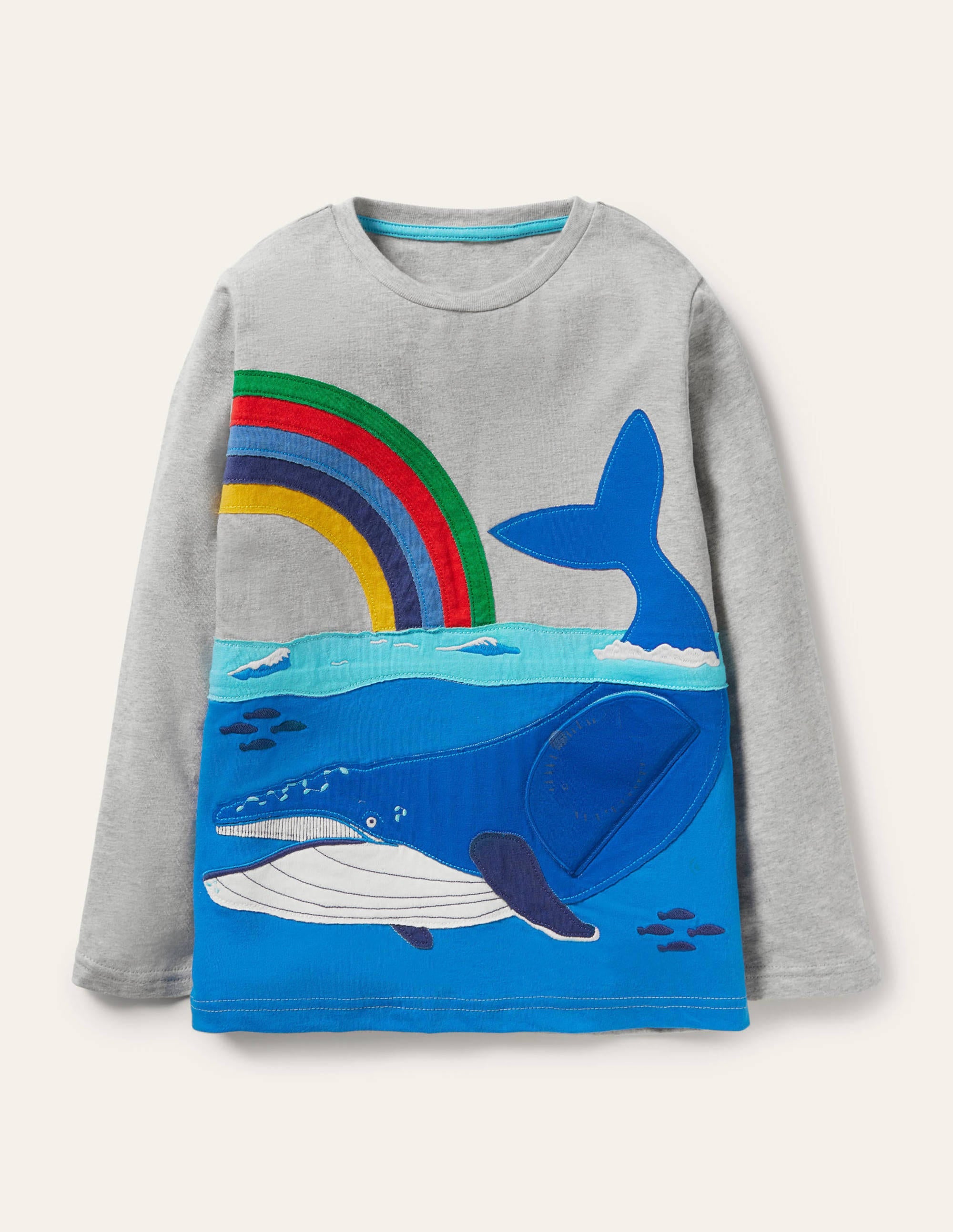 Double Flap Animal T-shirt-Grey Marl Whale - Image 4