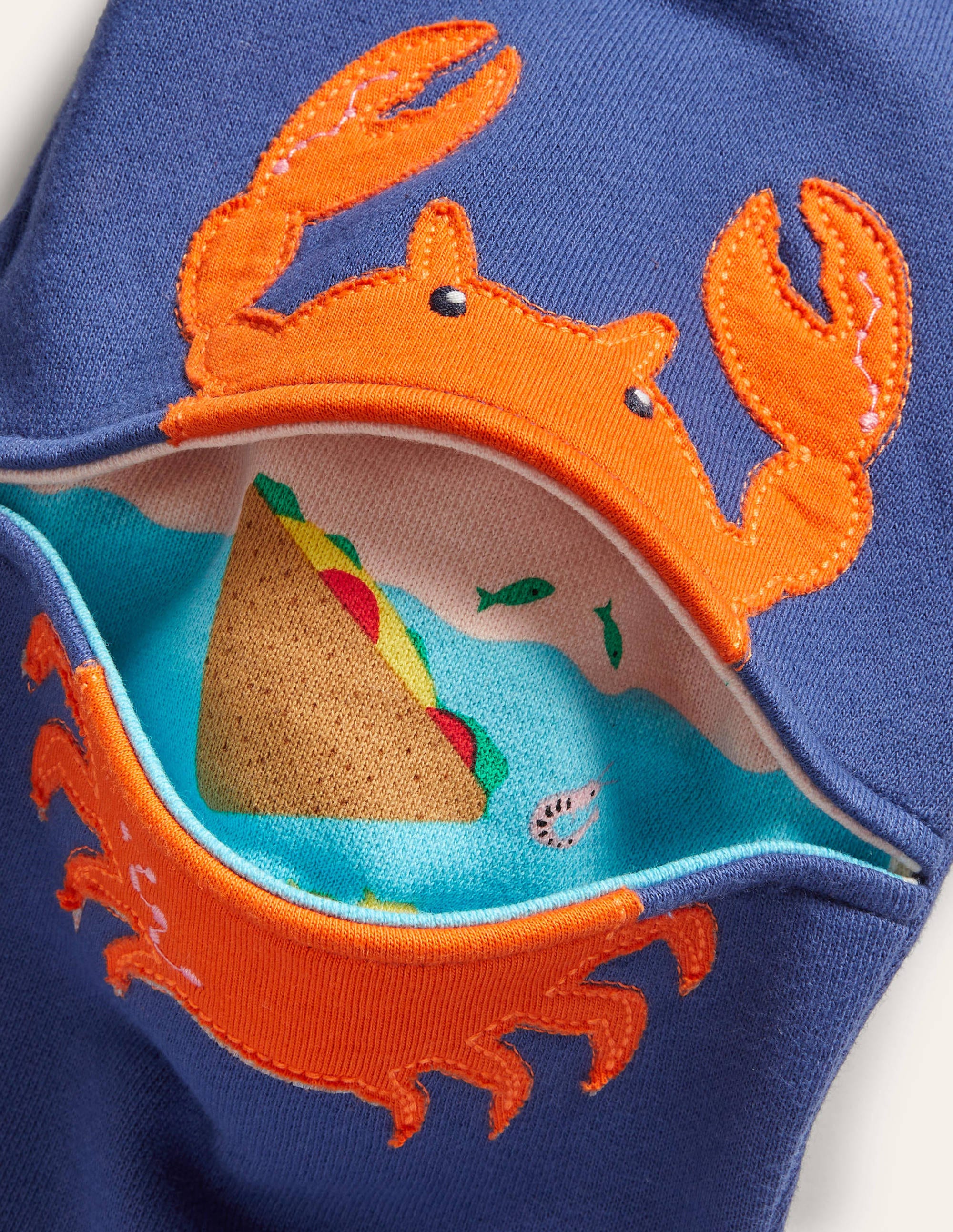 Bas de jogging à appliqué aux genoux-Crabes bleu vague - Image 3
