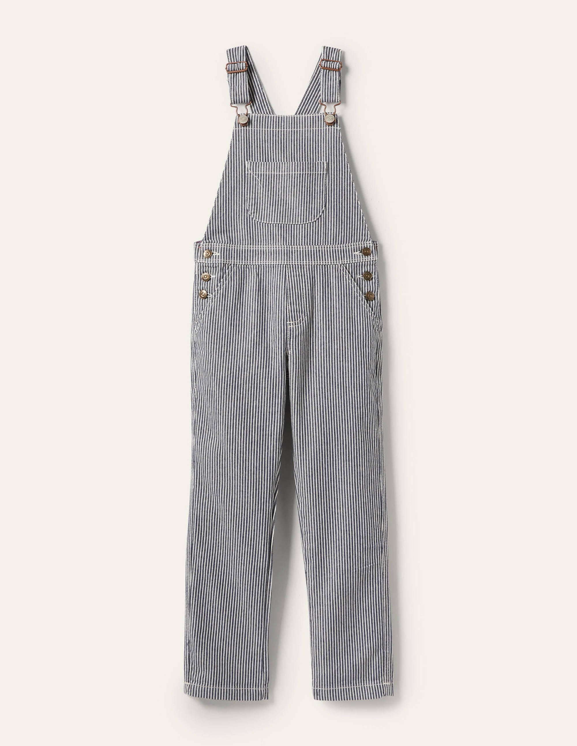 Ticking Stripe Dungarees-Indigo Ticking - Image 1