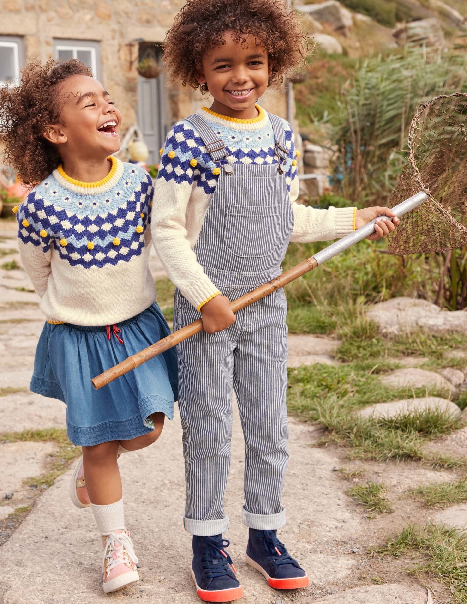 Ticking Stripe Dungarees-Indigo Ticking-4