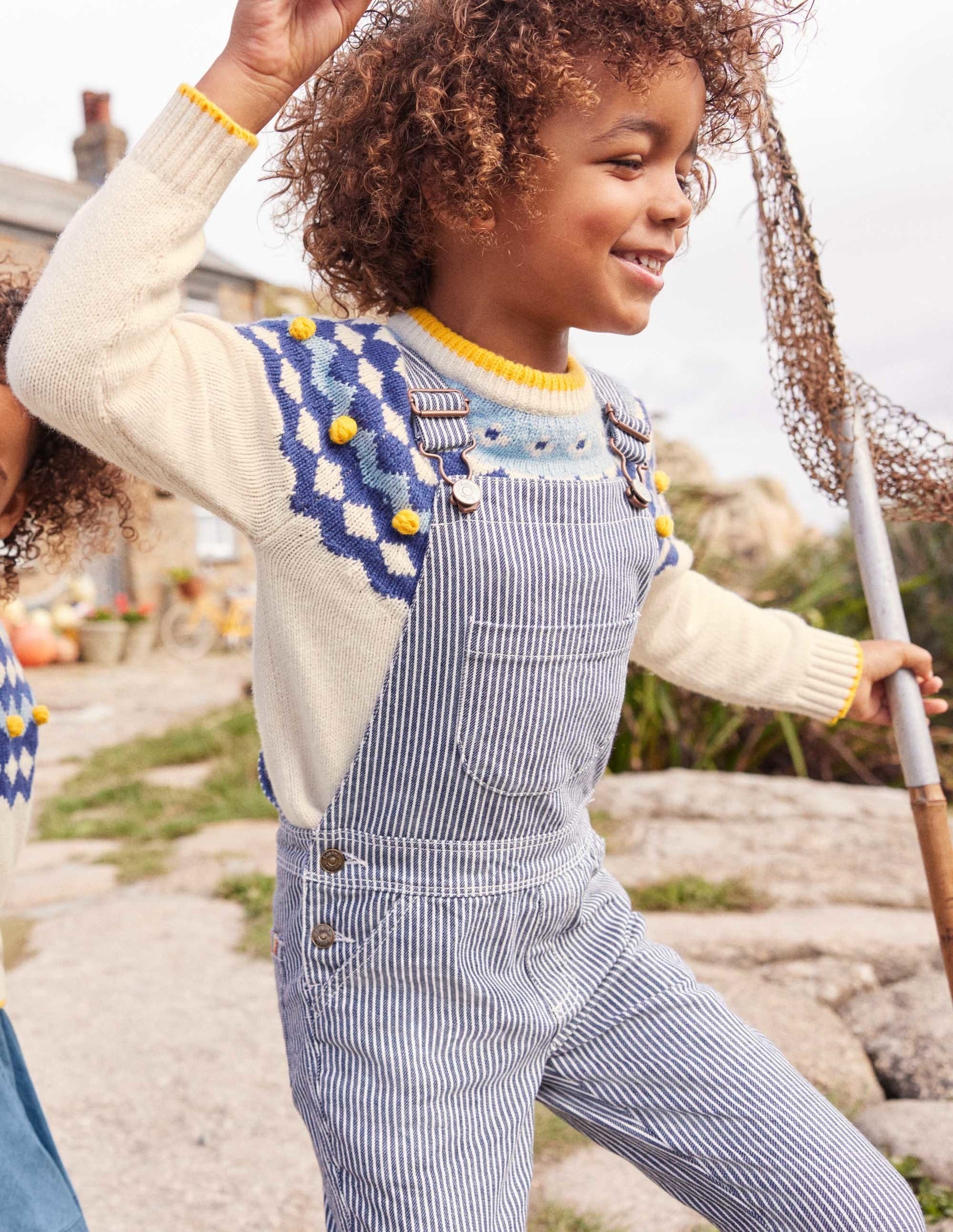 Ticking Stripe Dungarees-Indigo Ticking-5