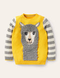 Animal Crew Neck Jumper-Sweetcorn Yellow Alpaca