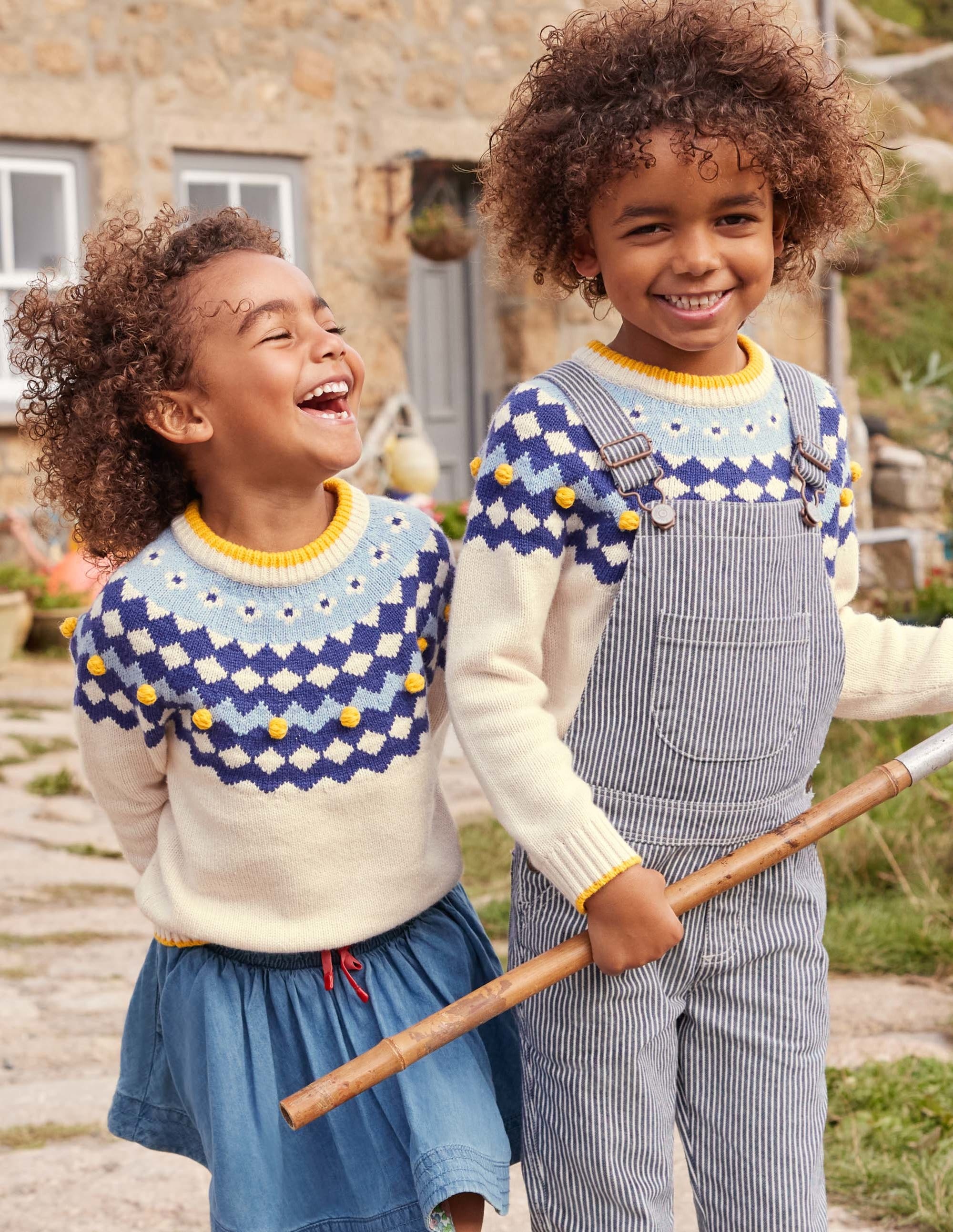 Fair-Isle-Grobstrickpullover mit Rundhalsausschnitt-Ecru Meliert, Fair-Isle-Muster - Image 4