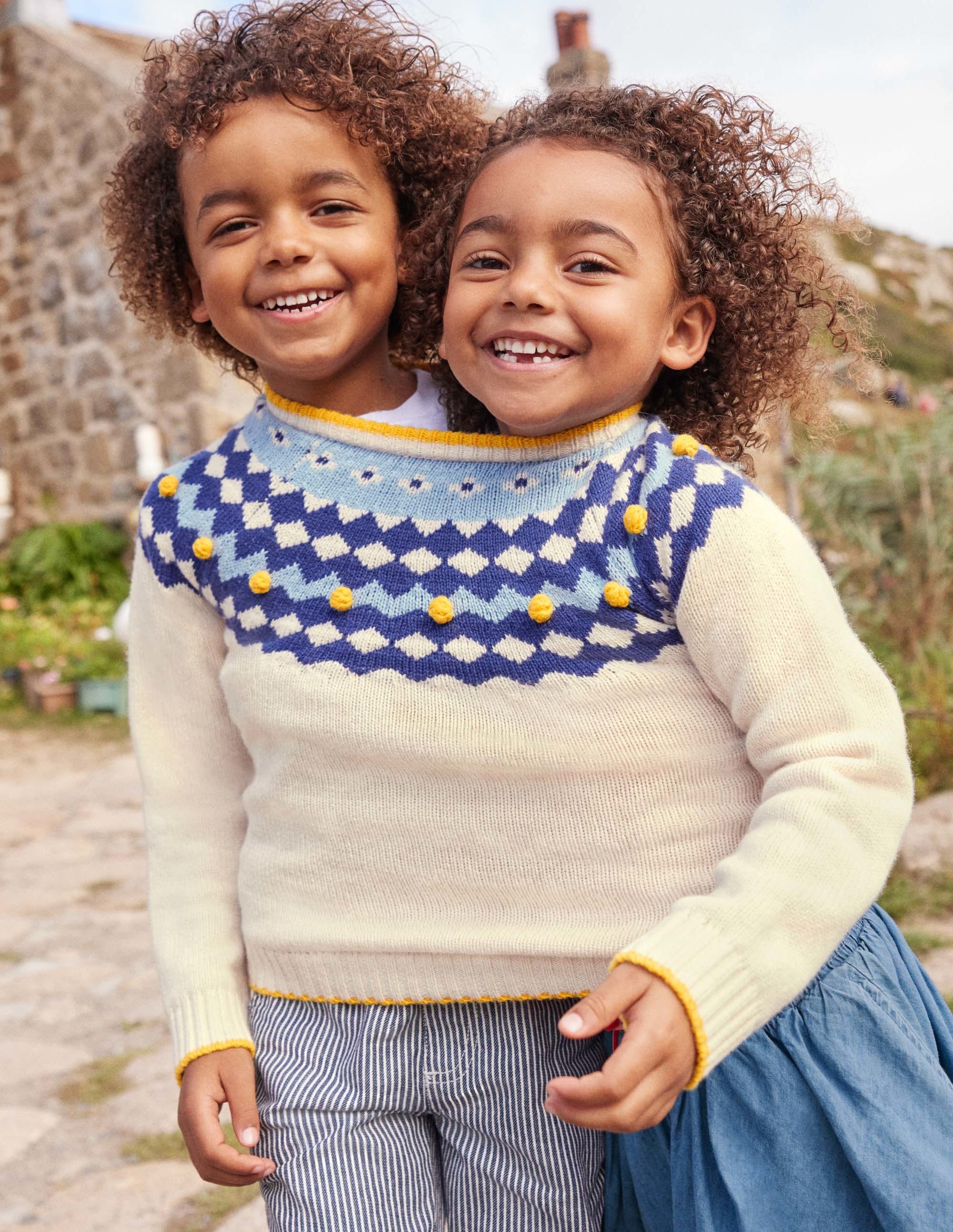Fair-Isle-Grobstrickpullover mit Rundhalsausschnitt-Ecru Meliert, Fair-Isle-Muster - Image 6