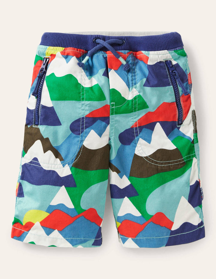 Abenteuer-Shorts-Bunt/Bergmotiv, Camouflagemuster