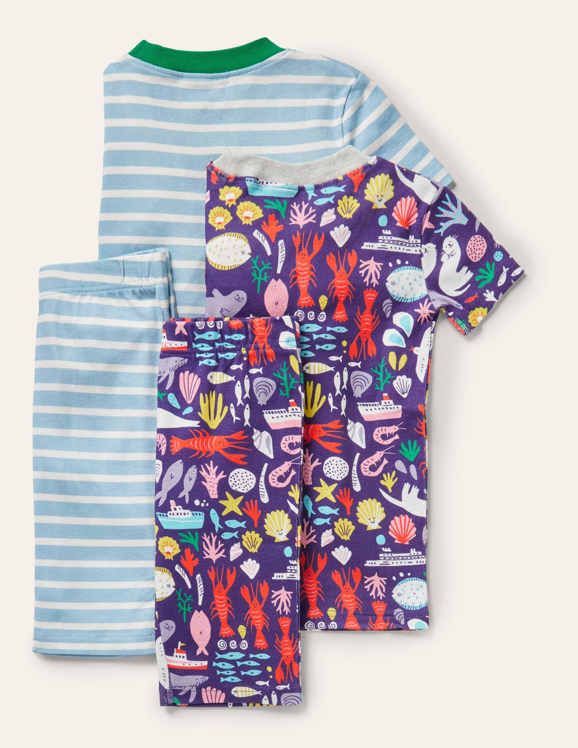 Snug Twin Pack Short Pyjamas-College Navy Nautical Friends - Image 2