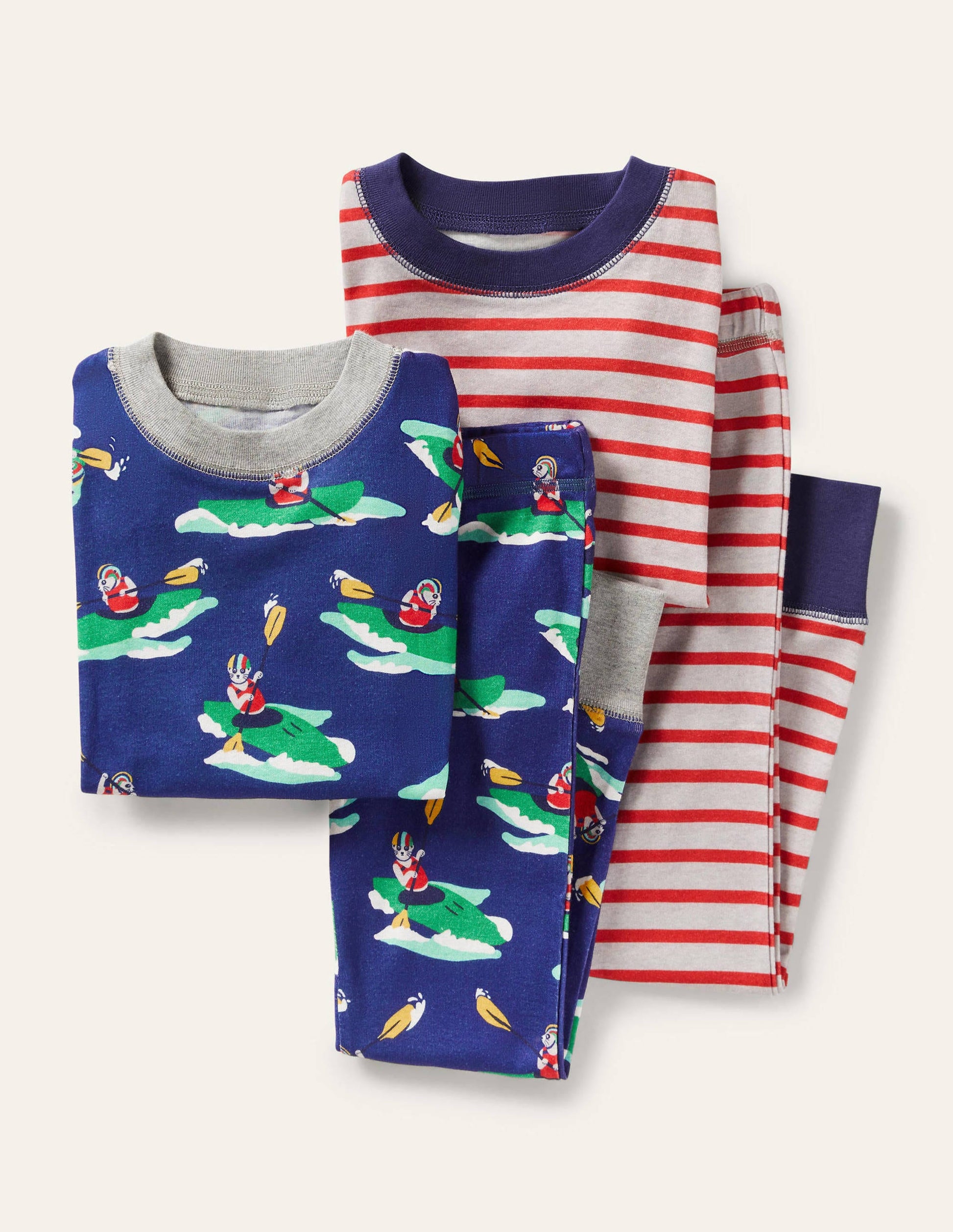 2 pyjamas longs douillets-Suricate en kayak bleu vague-1