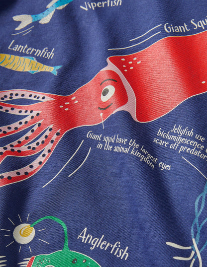 Im Dunkeln leuchtendes Ozean-T-Shirt-Segelblau, Tiere-3
