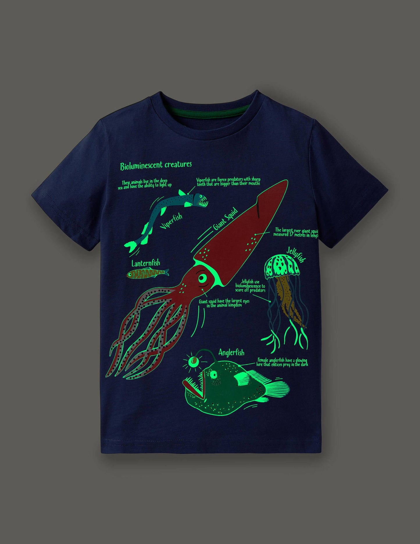 Im Dunkeln leuchtendes Ozean-T-Shirt-Segelblau, Tiere