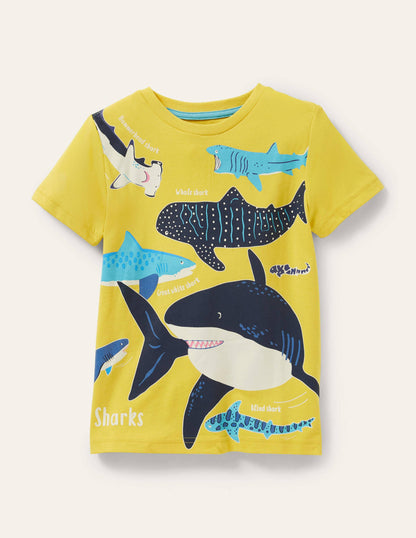 Glow-in-the-Dark Sea T-shirt-Sweetcorn Yellow Sharks