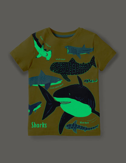 Glow-in-the-Dark Sea T-shirt-Sweetcorn Yellow Sharks