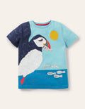 T-shirt à appliqué macareux-Macareux bleu surf