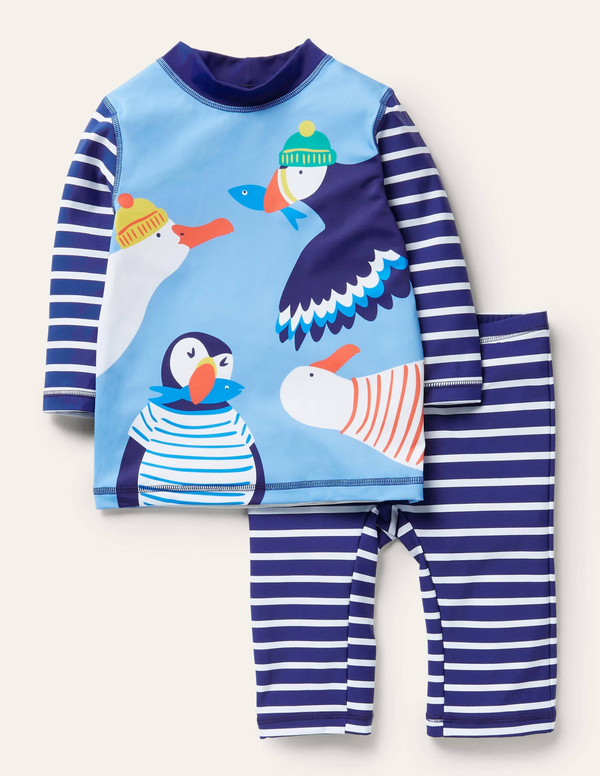Surfanzug mit Sonnenschutz-Surfbrett-Blau, Papageitaucher - Image 1