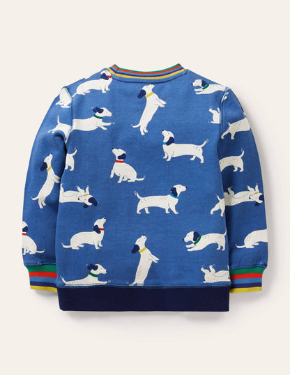 Printed Sweatshirt-Venice Blue Sausage Dogs