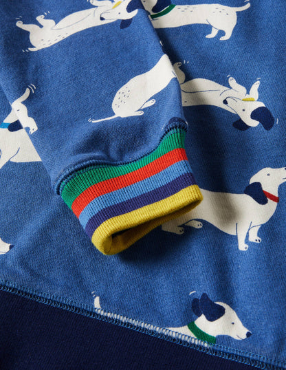 Printed Sweatshirt-Venice Blue Sausage Dogs