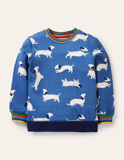 Gemustertes Sweatshirt-Venedig-Blau, Dackel