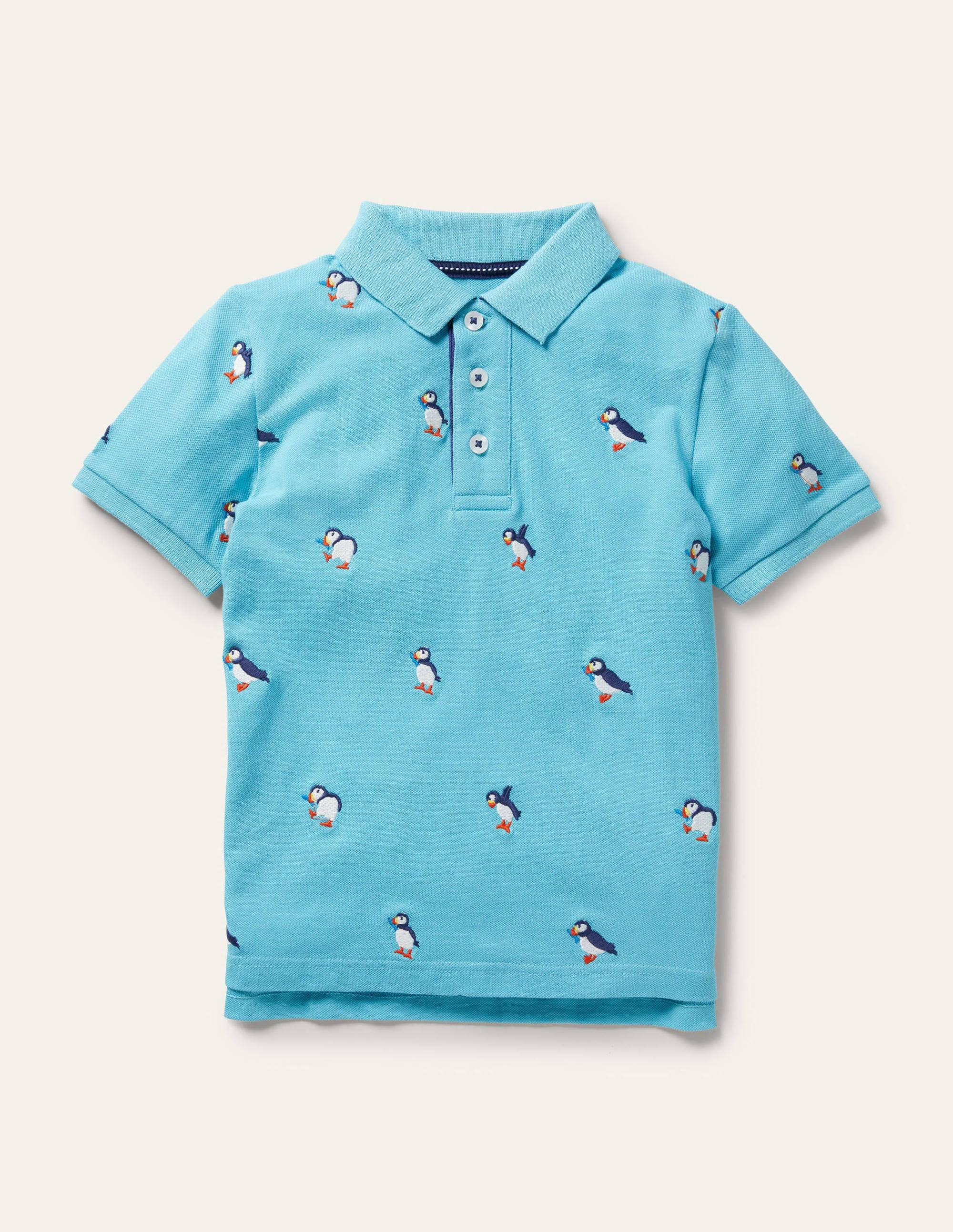Piqué-Polohemd-Wasserblau, Papageitaucher - Image 1