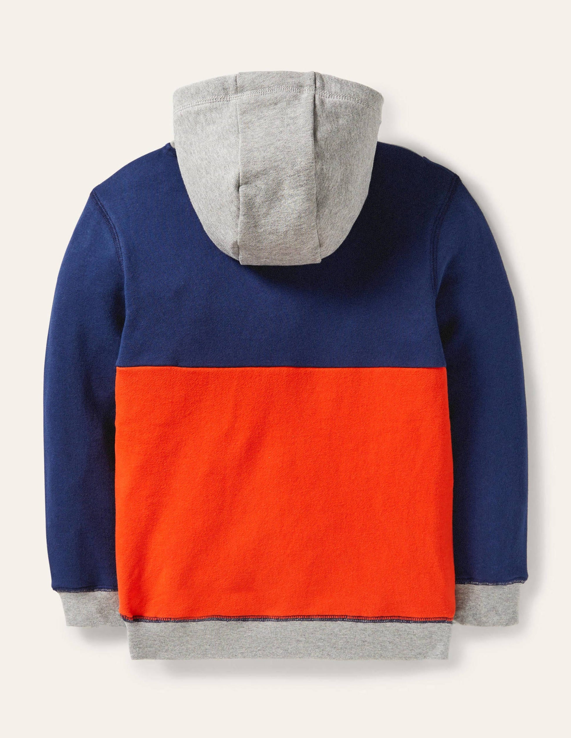 Sweat à capuche colourblock partiellement zippé-Bleu tribord-2