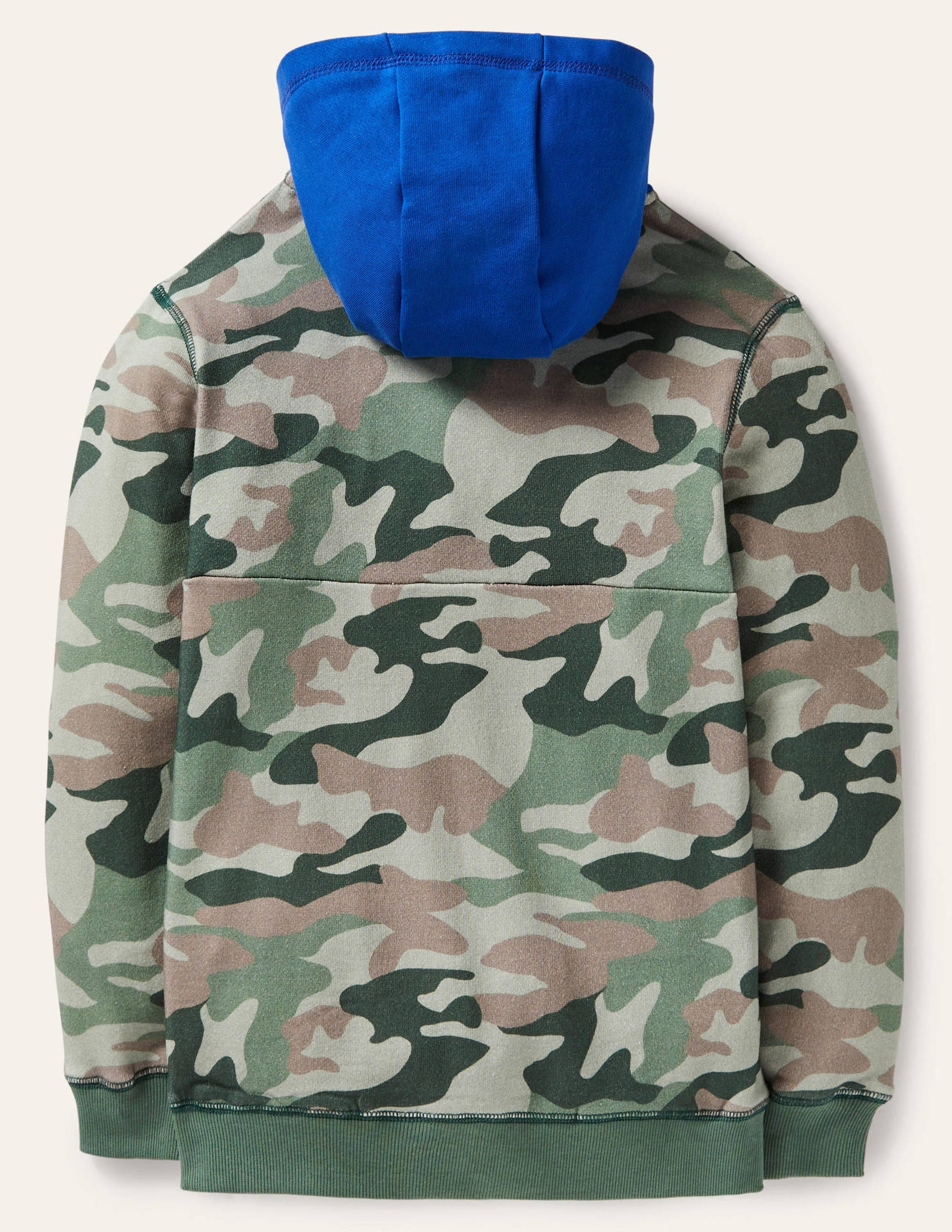 Hoodie in Blockfarben mit halbem Reißverschluss-Grün, Camouflagemuster-2