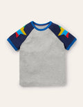 T-shirt à manches raglan colourblock-Étoiles gris chiné