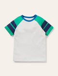 Raglan-T-Shirt in Blockfarben-Naturweiß/Paprikagrün