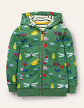 Sweat à capuche zippé fun-Insectes vert romarin