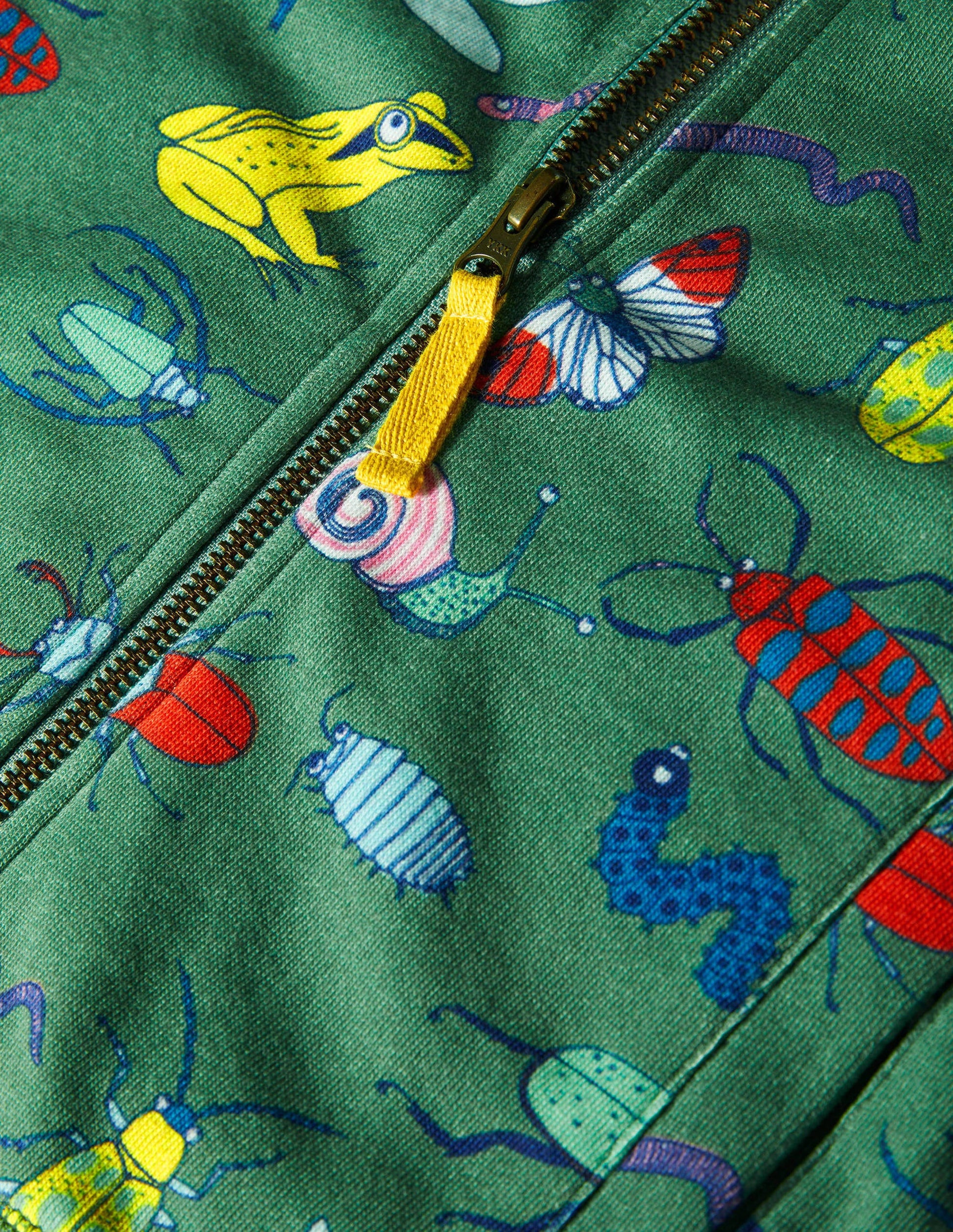Sweat à capuche zippé fun-Insectes vert romarin-3