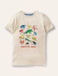 T-Shirt mit Gittermotiv-Hellbeige Meliert, Frösche